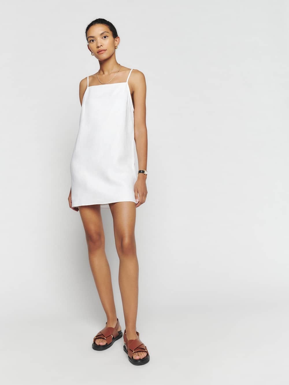 Reformation White Square-Neck Mini Slip Dress
